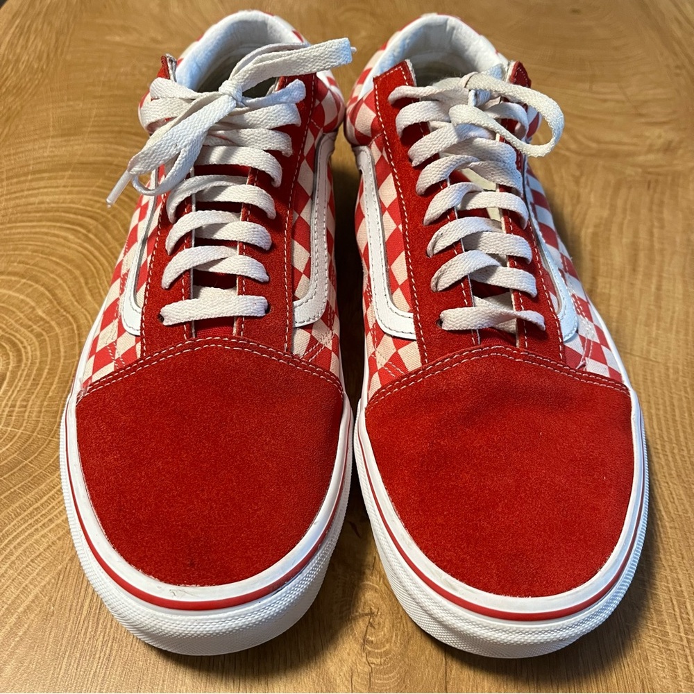 Vans Sk8-hi Red Checkerboard Mid-top Sneakers Men’s Sz 11.5